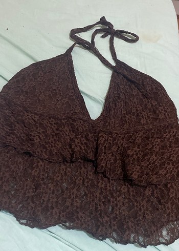 Kahverengi Bohem Dantel Bralet