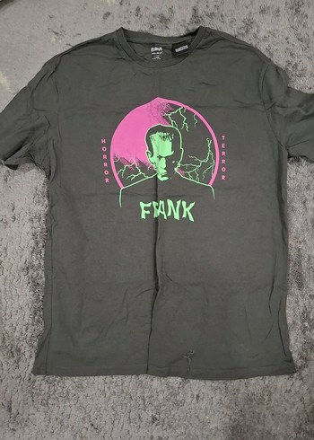 Gri Rock Punk Baskılı Unisex Tişört