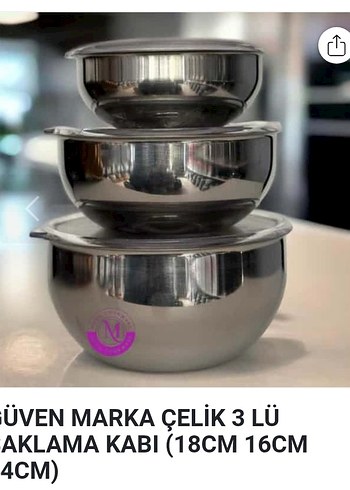 Üçlü Parlak Çelik Saklama Kabı Seti