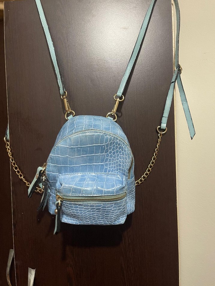 Mavi Yılan Desenli küçük Çanta - Görsel 2