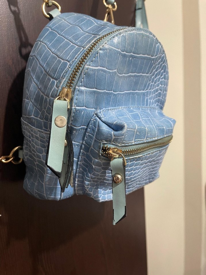 Mavi Yılan Desenli küçük Çanta - Görsel 3