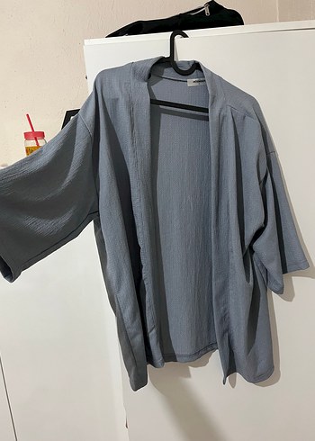 Diğer Gri Keten Midi Kimono