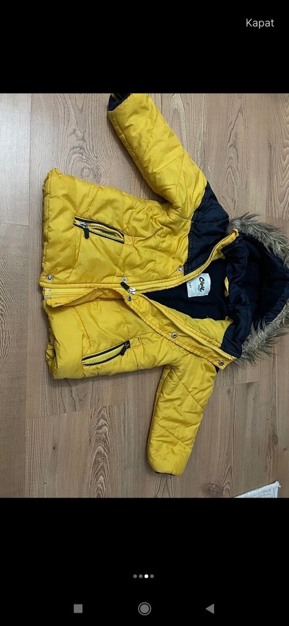 Sarı Erkek Çocuk Kürklü Mont - Görsel 3