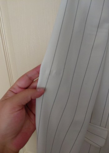 Diğer Düğmeli Beyaz Çizgili Kadın Blazer
