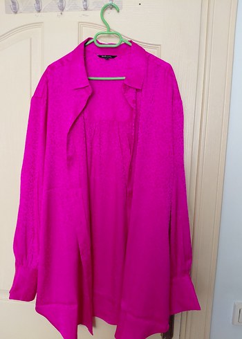 Pembe Saten Salaş Kadın Gömlek
