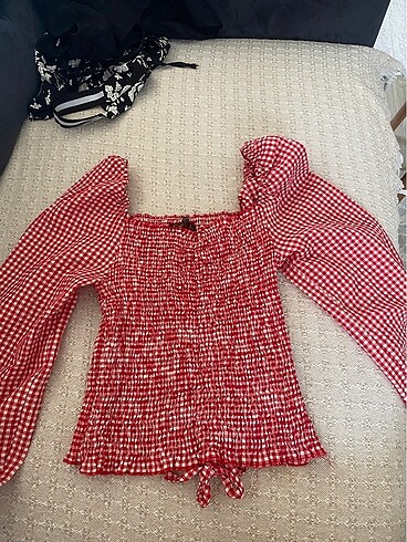 kırmızı ekose bluz - Görsel 2