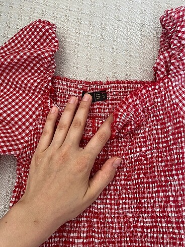 kırmızı ekose bluz - Görsel 3