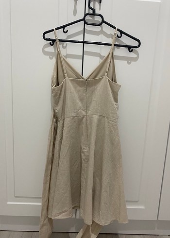 xs Beden Mini Keten Askılı Elbise
