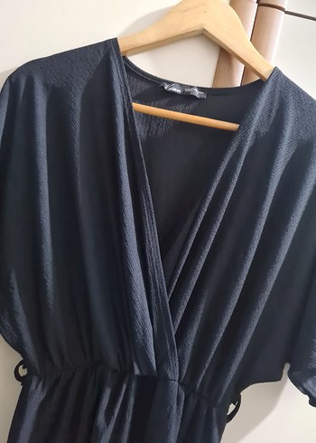 Siyah V Yakalı Salaş Hemşirelik Elbisesi - Görsel 3