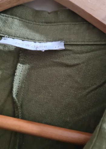 Düğmeli Kısa Kollu Keten Midi Elbise - Görsel 5