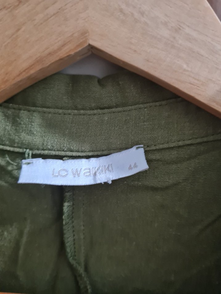 Düğmeli Kısa Kollu Keten Midi Elbise - Görsel 4