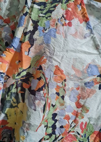 Kadın Çok Renkli V Yaka Midi Elbise - Görsel 3