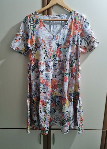 Kadın Çok Renkli V Yaka Midi Elbise - Görsel 2