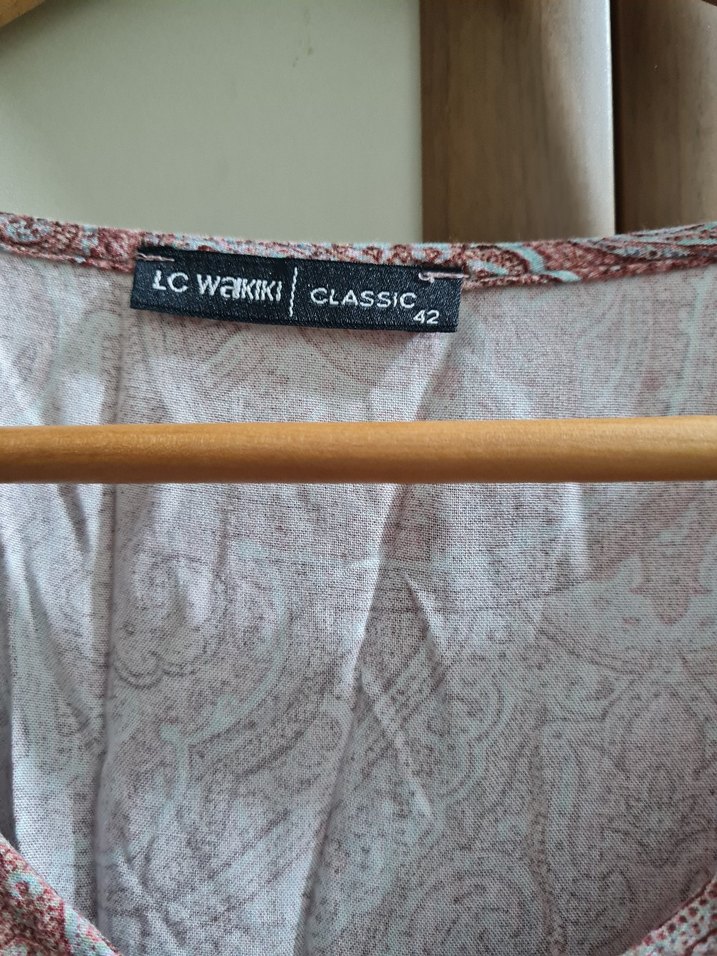 Pembe Bohem Uzun V Yakalı Elbise - Görsel 4