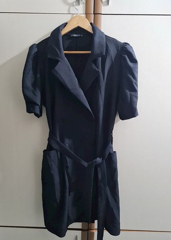 Kemerli Siyah Midi Kadın Kaban - Görsel 2