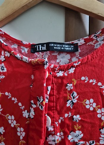 Uzun Kırmızı Bohem Pamuk Elbise - Görsel 3