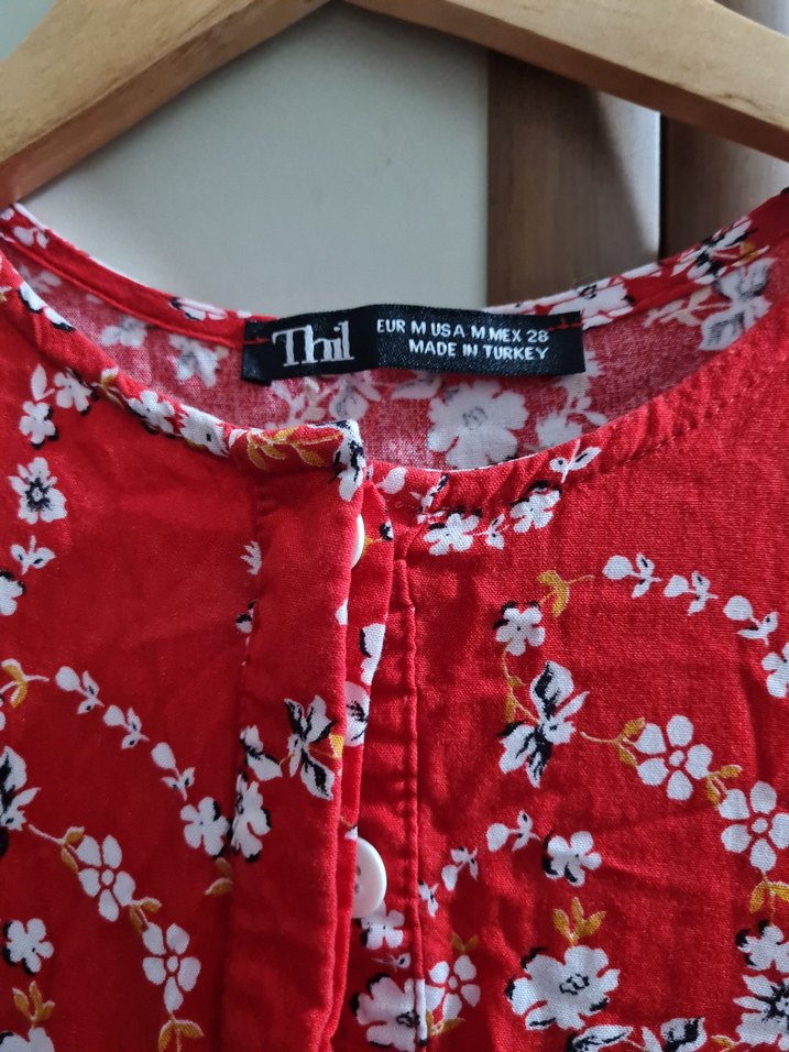 Uzun Kırmızı Bohem Pamuk Elbise - Görsel 3