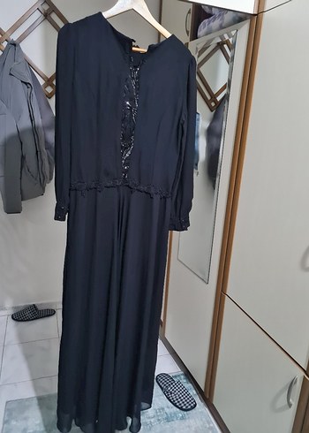 Siyah Uzun Kollu Drapeli Kadın Elbise - Görsel 2