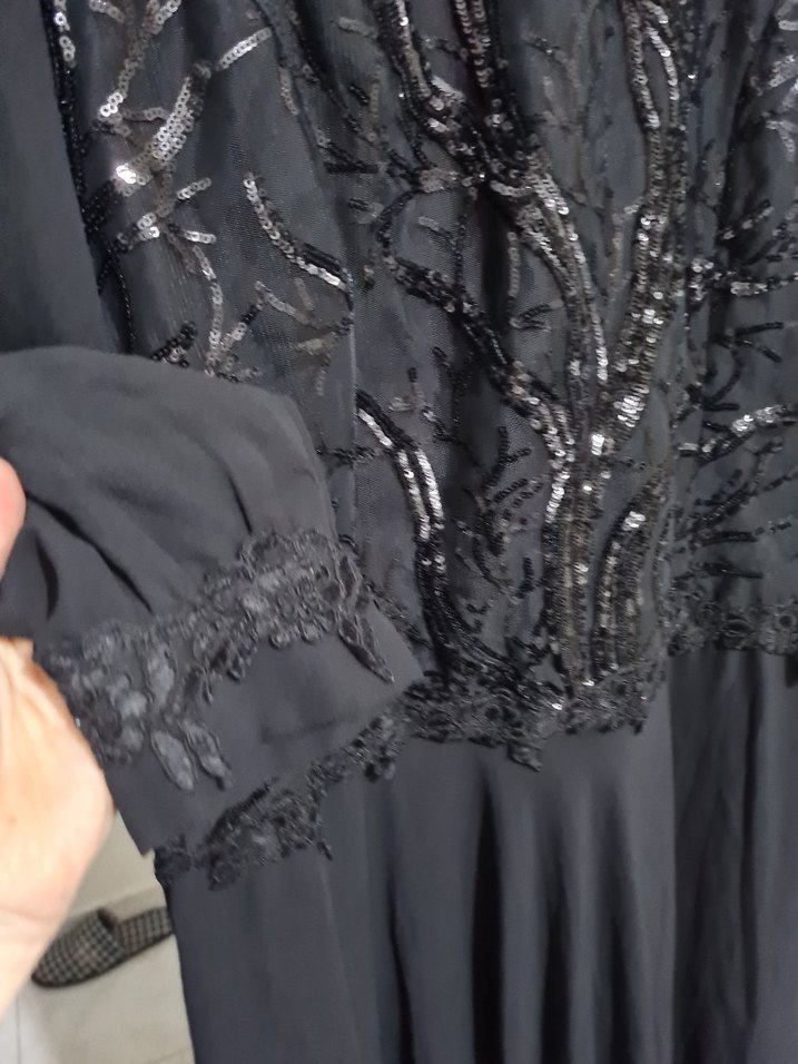 Siyah Uzun Kollu Drapeli Kadın Elbise - Görsel 4