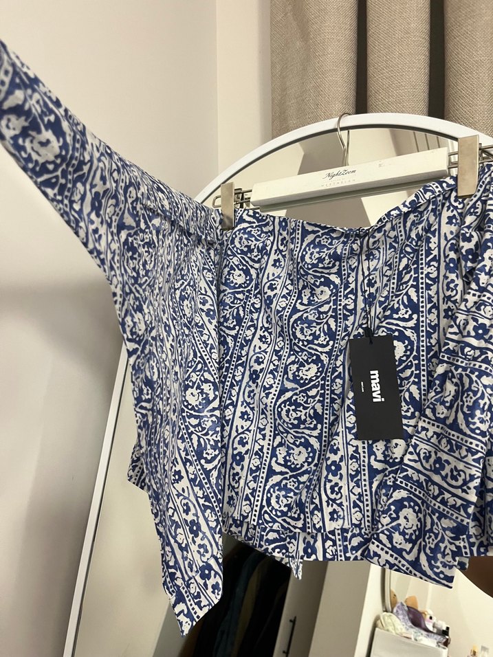 Bohem Desenli Mavi Hamile Midi Etek - Görsel 3