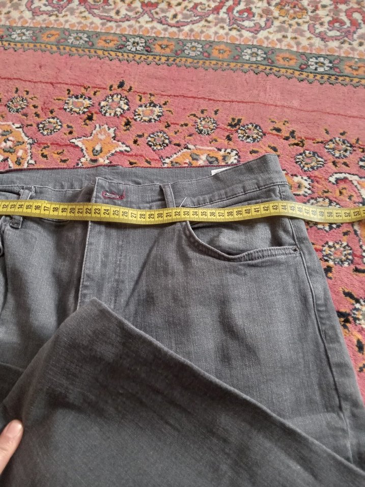 Gri Batik Desenli Bol Kesim Erkek Kot Pantolon - Görsel 2