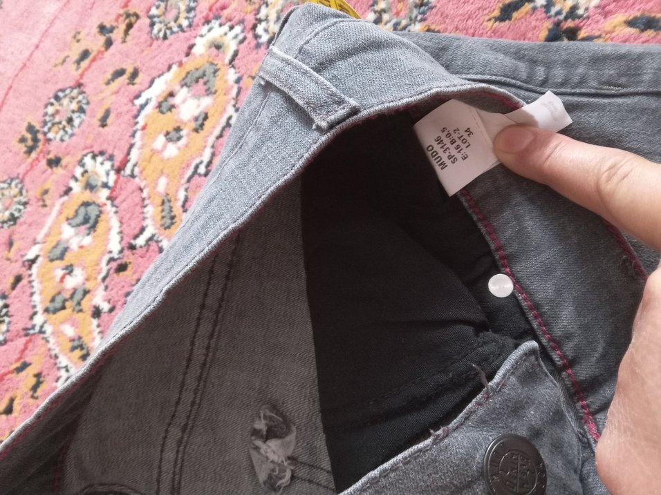 Gri Batik Desenli Bol Kesim Erkek Kot Pantolon - Görsel 3