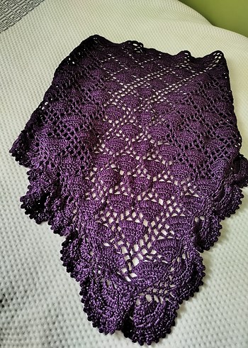 Mor Dantel Detaylı Bohem Kadın Şal - Görsel 3