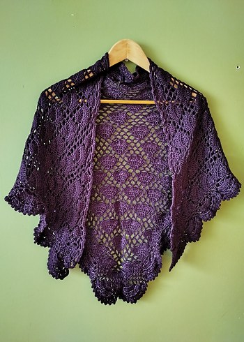 Mor Dantel Detaylı Bohem Kadın Şal - Görsel 2