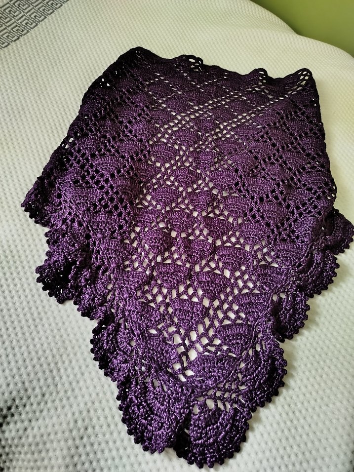 Mor Dantel Detaylı Bohem Kadın Şal - Görsel 3