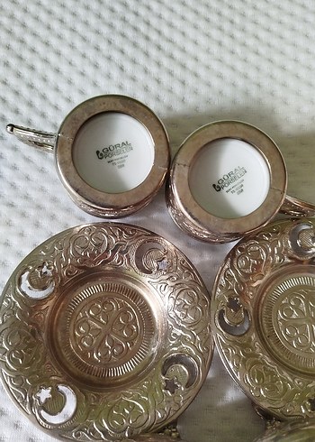 İşlemeli Kapaklı Gümüş Kahve Fincanı Seti - Görsel 4