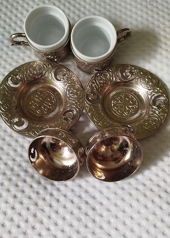 İşlemeli Kapaklı Gümüş Kahve Fincanı Seti - Görsel 3