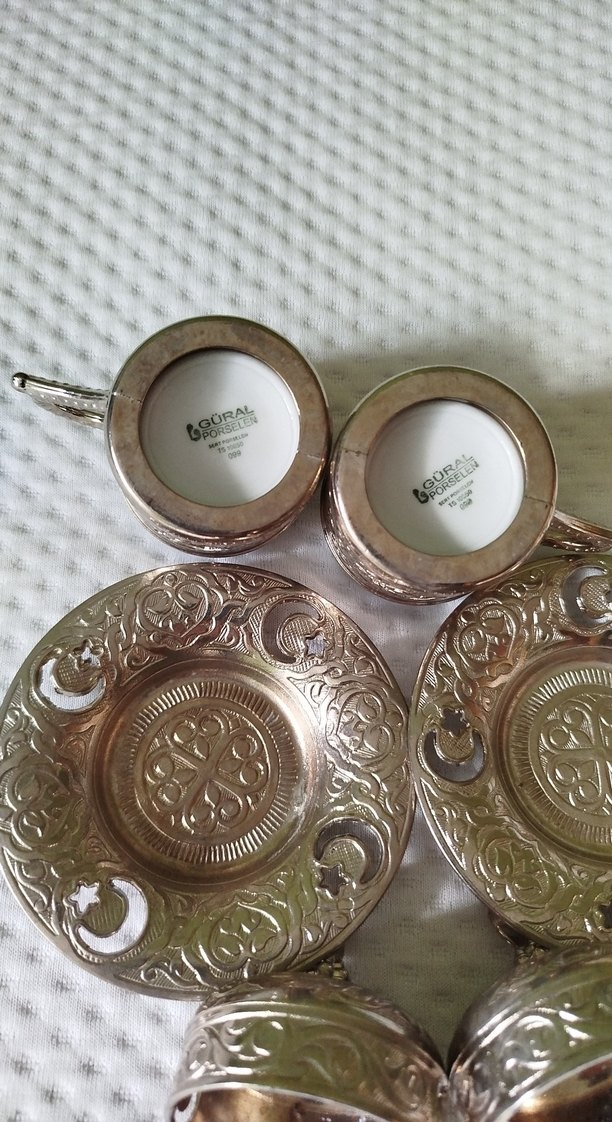 İşlemeli Kapaklı Gümüş Kahve Fincanı Seti - Görsel 4