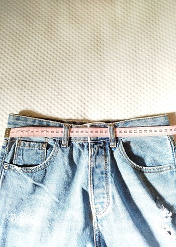 Mavi Düğmeli Kadın Denim Pantolon - Görsel 9