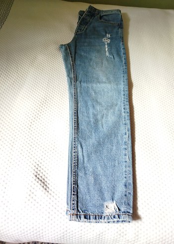 Mavi Düğmeli Kadın Denim Pantolon - Görsel 2