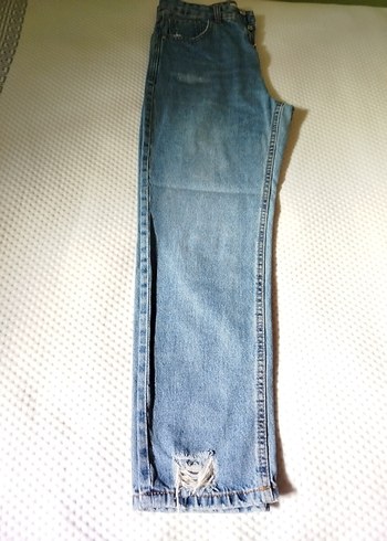 Mavi Düğmeli Kadın Denim Pantolon - Görsel 3