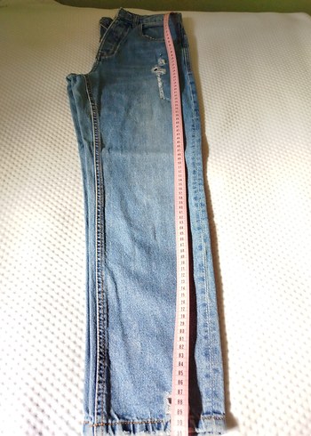 Mavi Düğmeli Kadın Denim Pantolon - Görsel 10