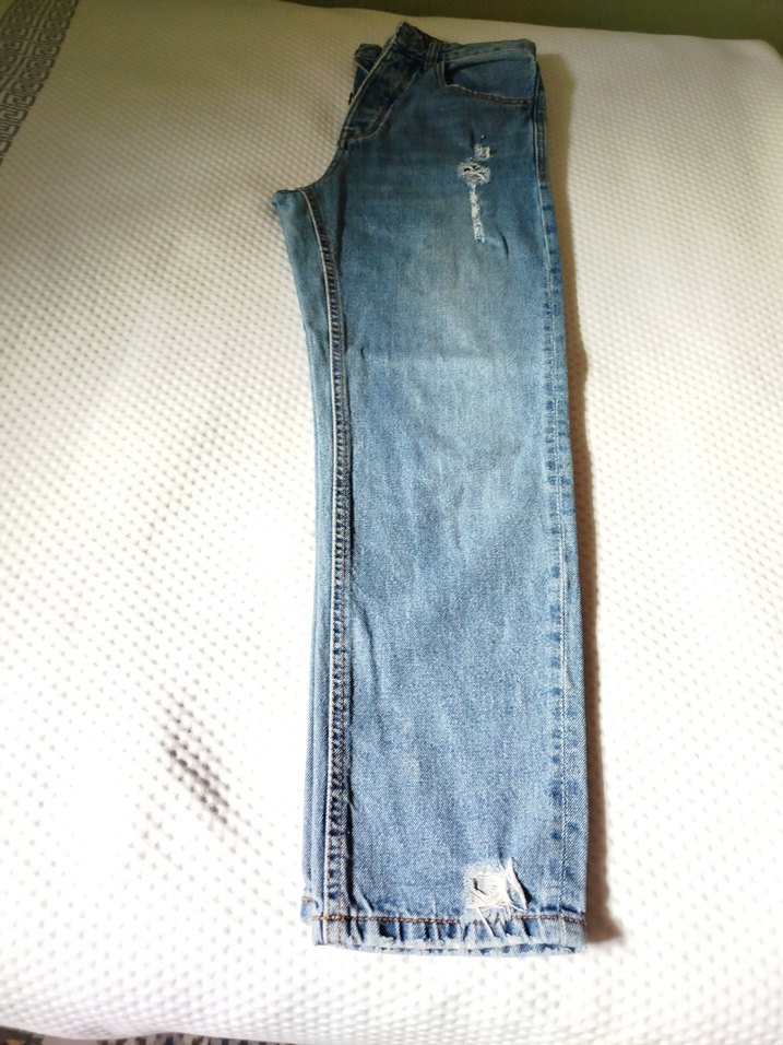 Mavi Düğmeli  Kadın Denim Pantolon - Görsel 2
