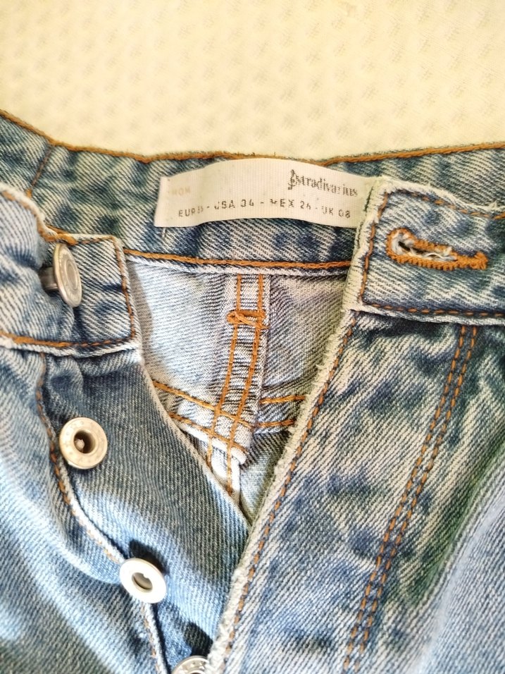 Mavi Düğmeli  Kadın Denim Pantolon - Görsel 4