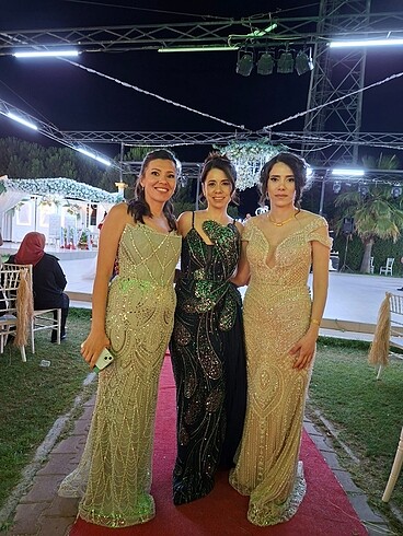 38 Beden yeşil Renk Özel dikim abiye elbise