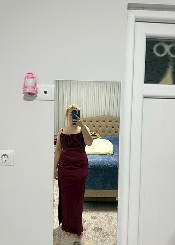 Abiye Bordo Drapeli Straplez Midi Abiye Elbise