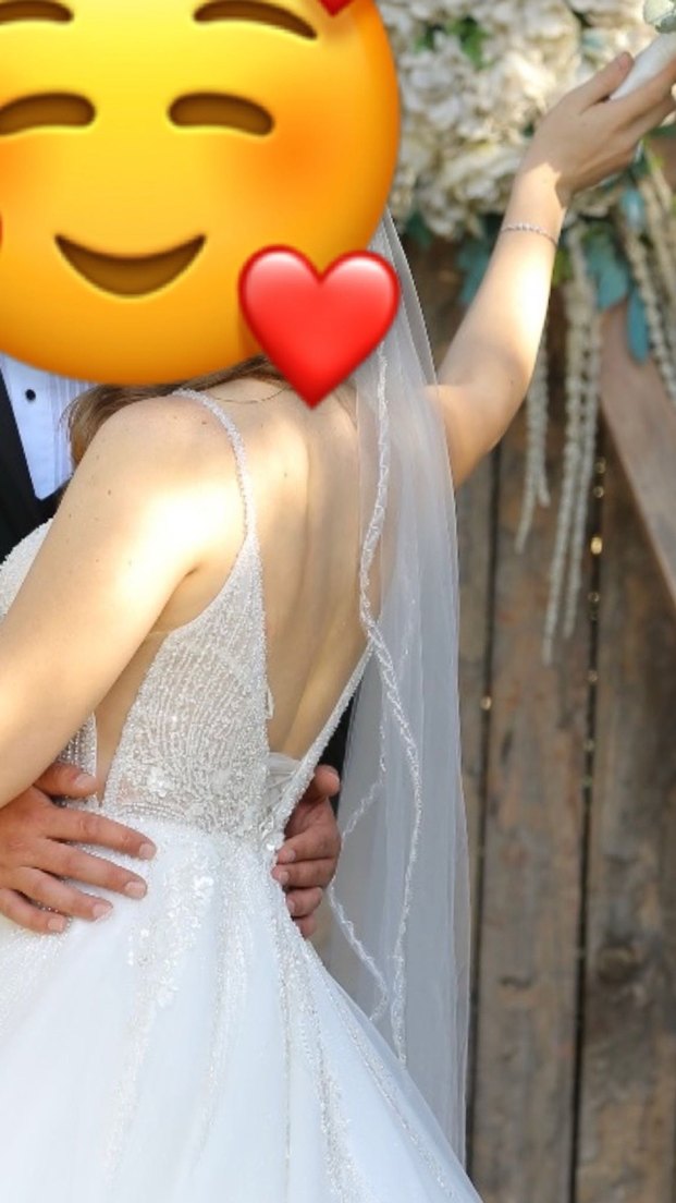 V Yaka A Kesim Midi Beyaz Gelinlik - Görsel 5