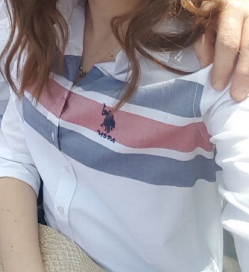 Beyaz çizgili uspa gömlek - Görsel 3