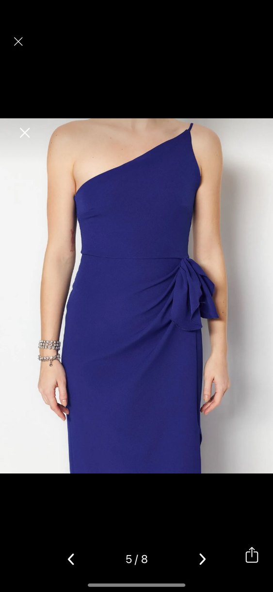 Mavi yırtmaçlı tek askılı kollu Kadın Abiye Elbise - Görsel 5