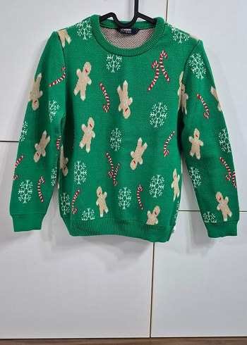 Renkli Uzun Kollu Örgü Kadın Kazak 10-11 yaş lcw - Görsel 2