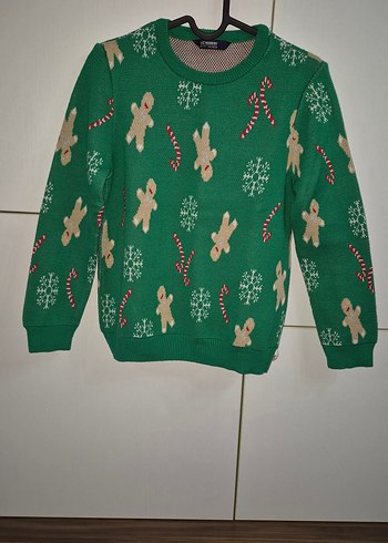 Renkli Uzun Kollu Örgü Kadın Kazak 10-11 yaş lcw - Görsel 3