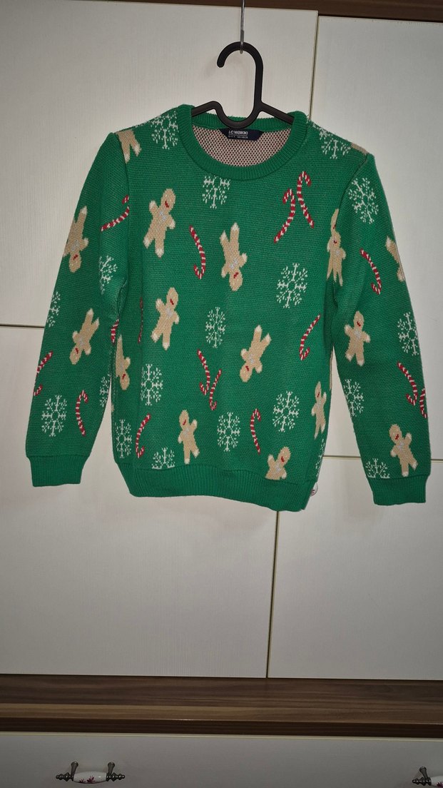 Renkli Uzun Kollu Örgü Kadın Kazak 10-11 yaş lcw - Görsel 3