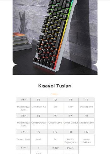 Lenovo Lecoo KB121 Kablolu Rainbow Membran Oyuncu Klavyesi - Görsel 7