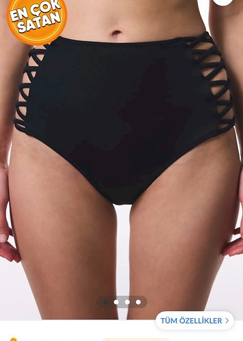 Penti Siyah Strappy Yüksek Bel Bikini Altı