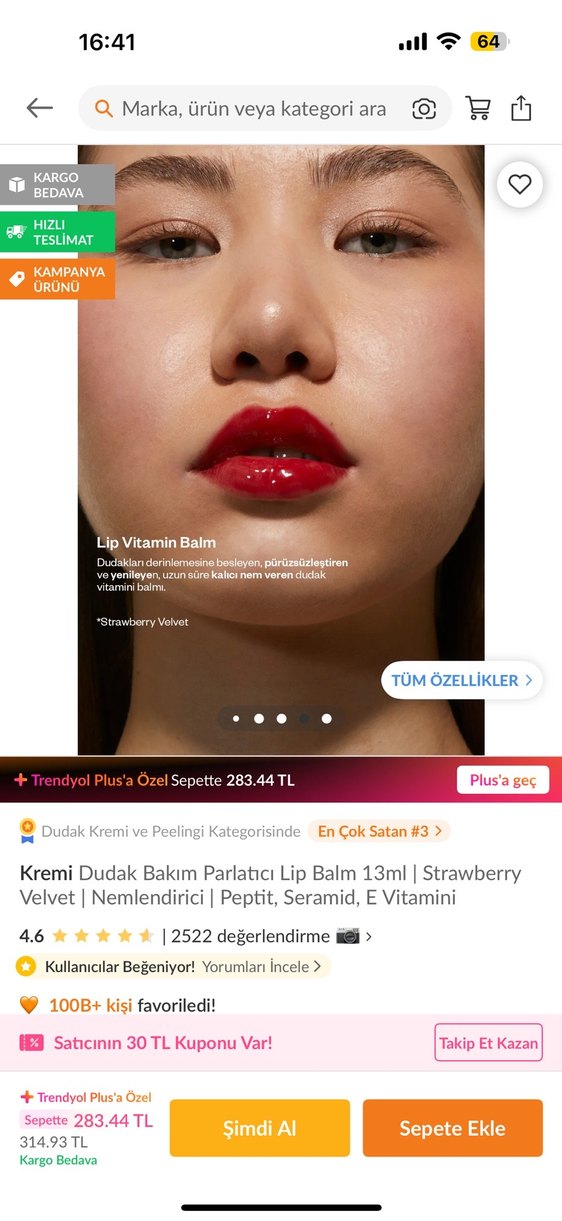 Kremi parlak Kırmızı Dudak Parlatıcısı - Görsel 3