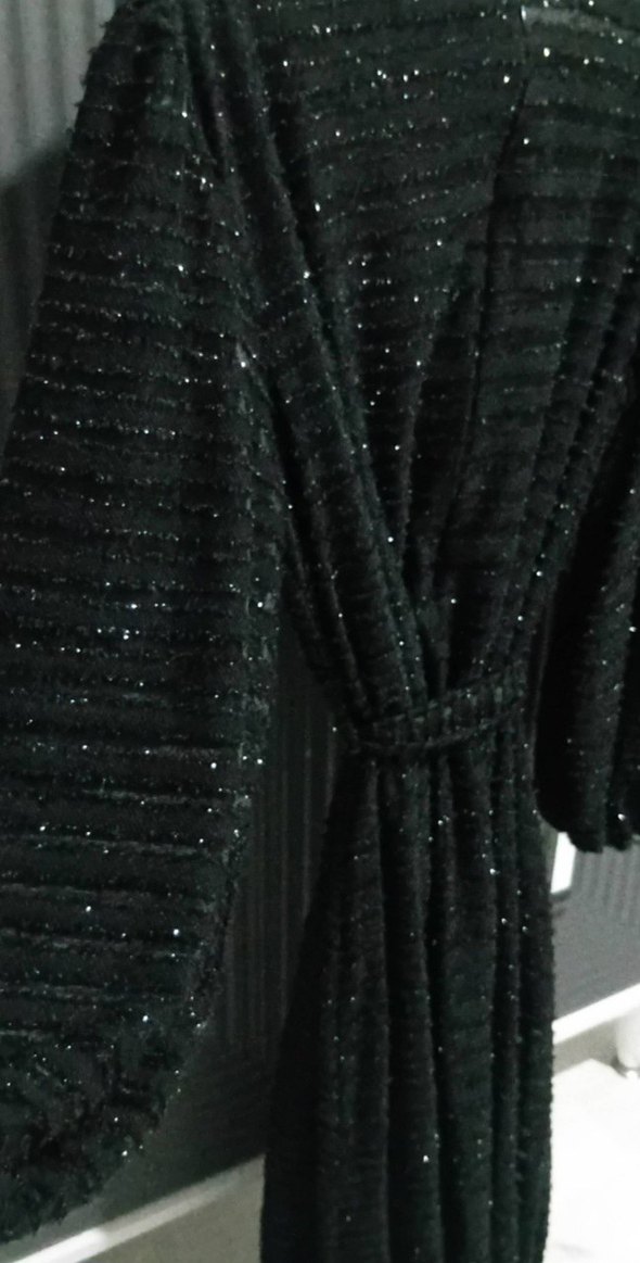 tesettür siyah balon kol elbise - Görsel 2